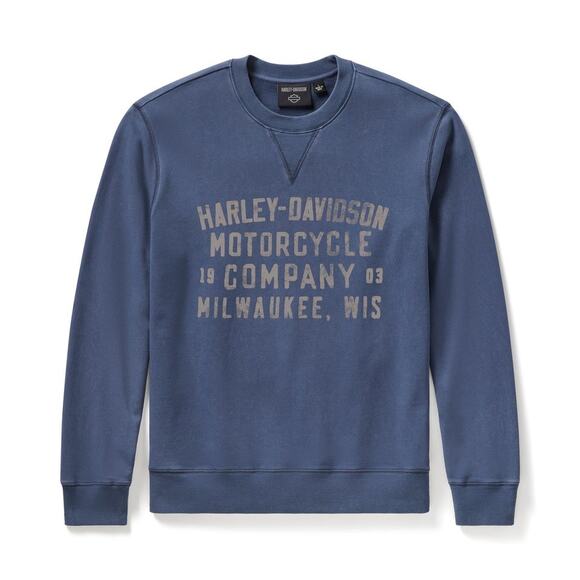 NWT Harley Davidson Washed Crewneck Sweatshirt in Mood Indigo size Medium - Picture 1 of 6